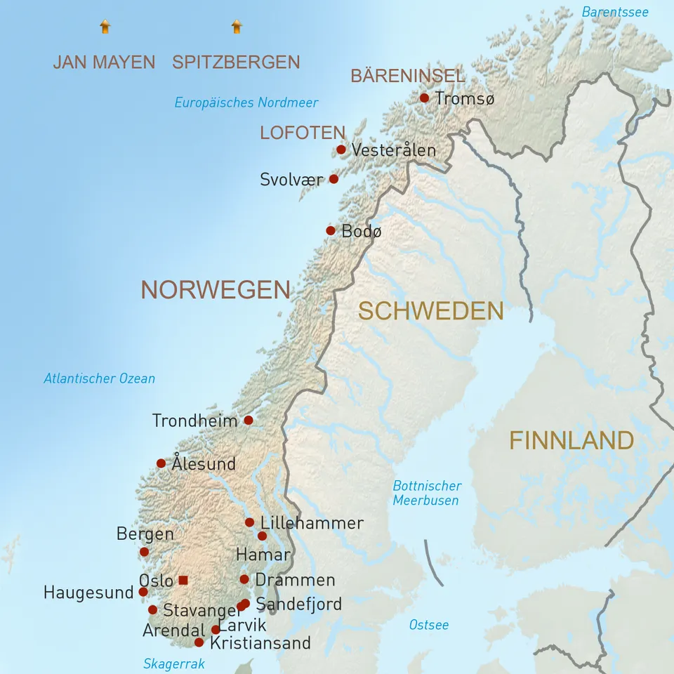 Norwegen Reisen Karte