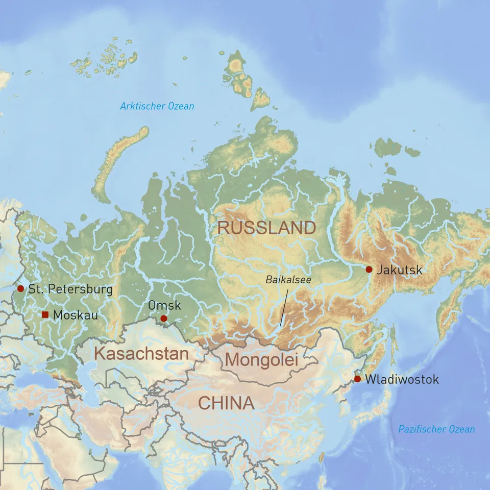 Russland Reiseland - Übersichtskarte von Geoplan Privatreisen