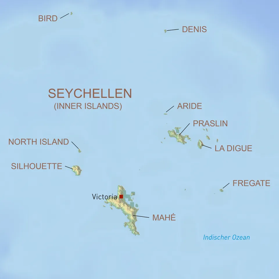 Seychellen Länderkarte Quadratisch