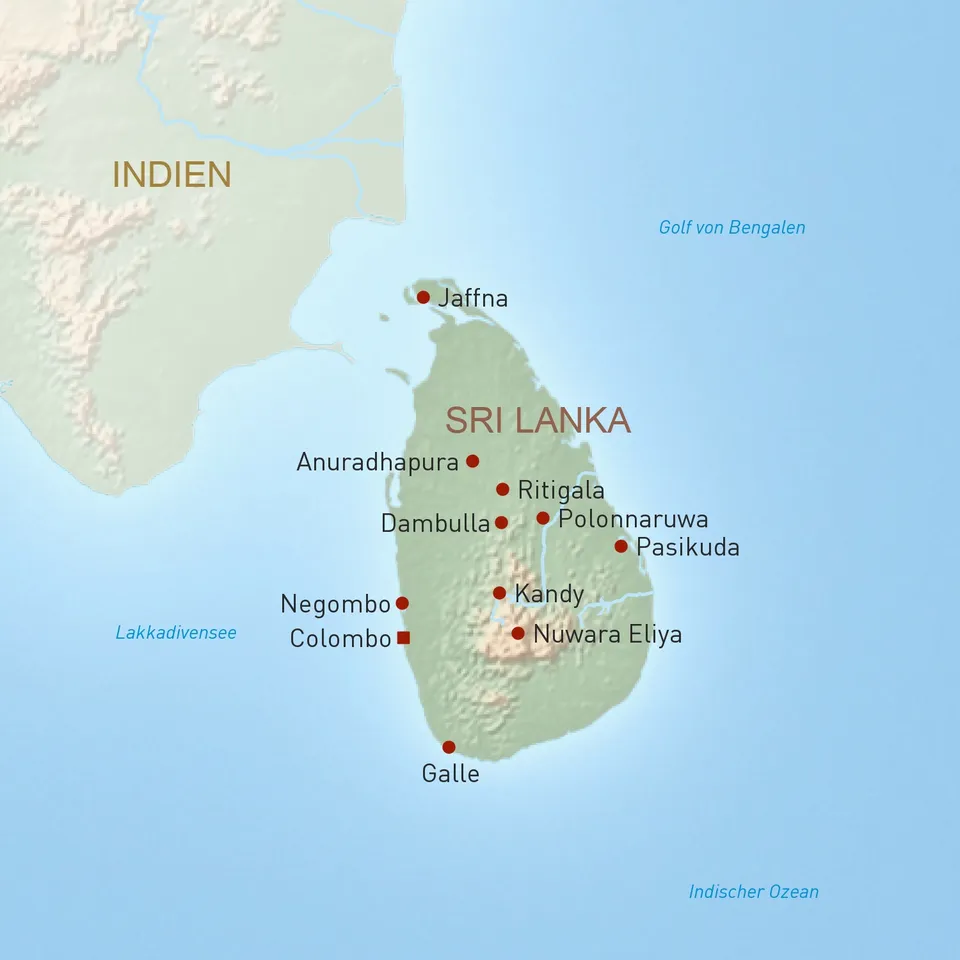 Übersichtskarte Sri Lanka Reisen