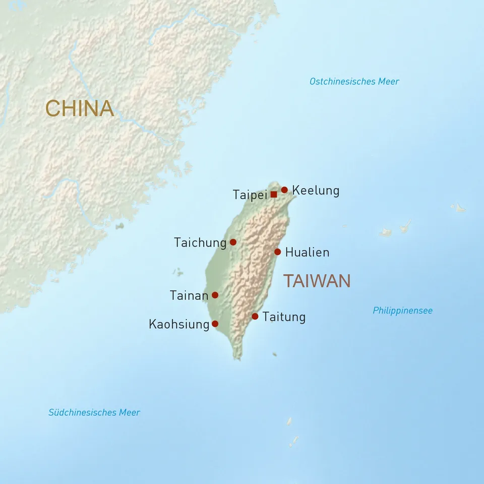 Übersichtskarte Taiwan Reisen