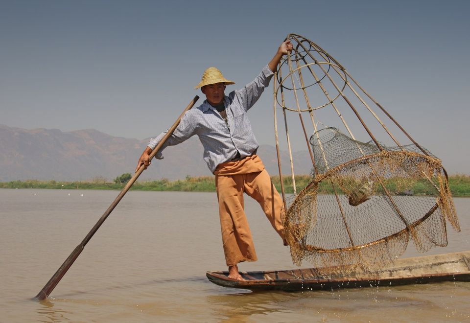 Myanmar Reise - Fischer auf dem Inle See