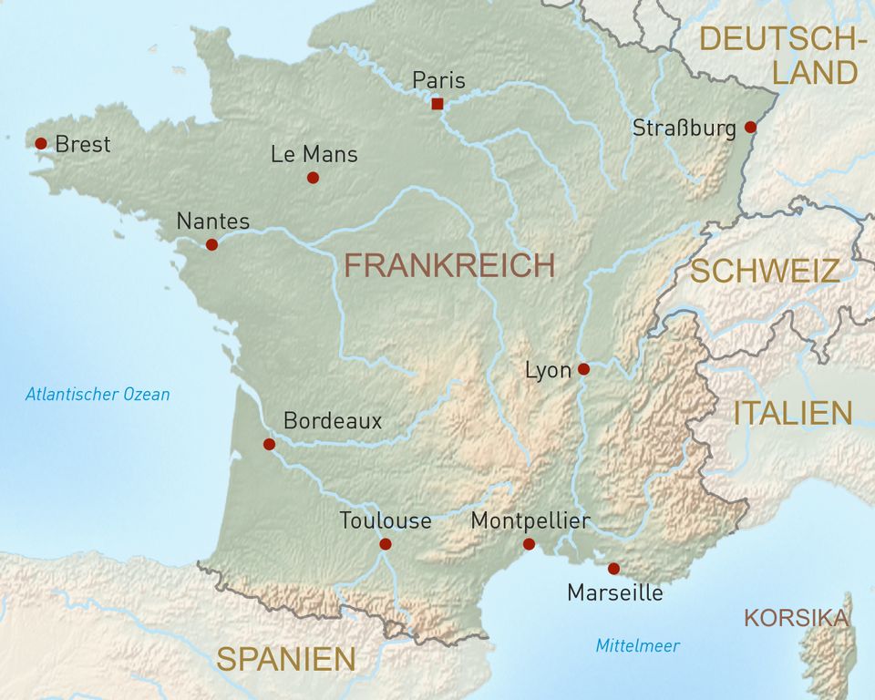 Frankreich Länderkarte