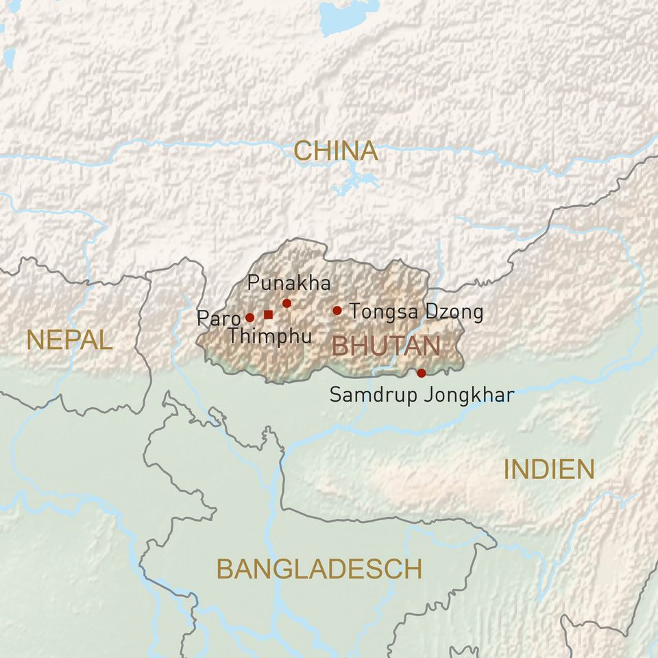Übersichtskarte Bhutan