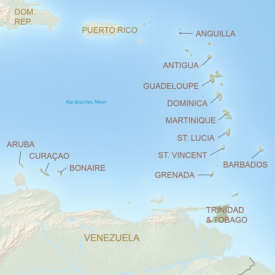 Landkarte Kleine Antillen