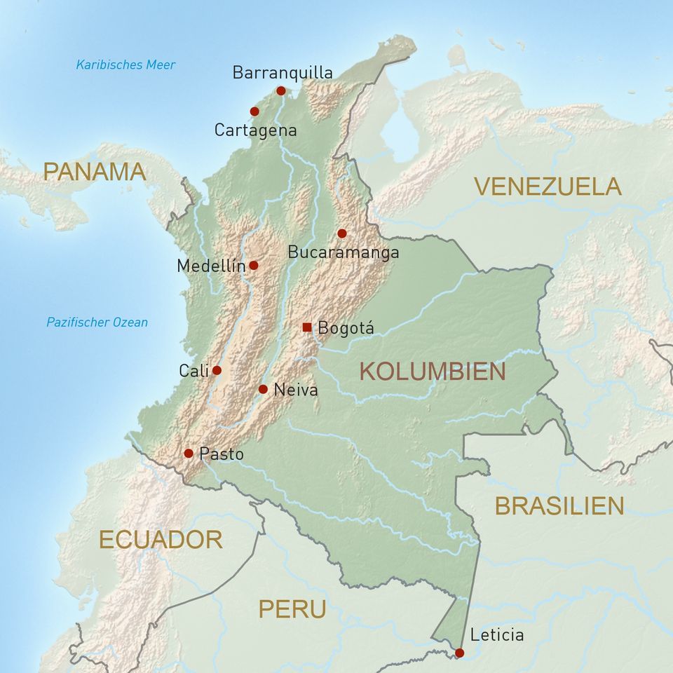Landkarte Kolumbien