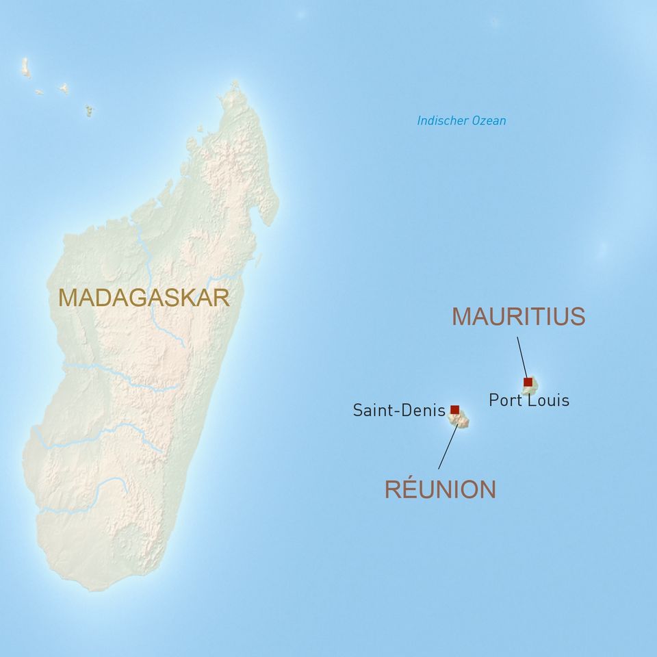 Landkarte Mauritius Réunion