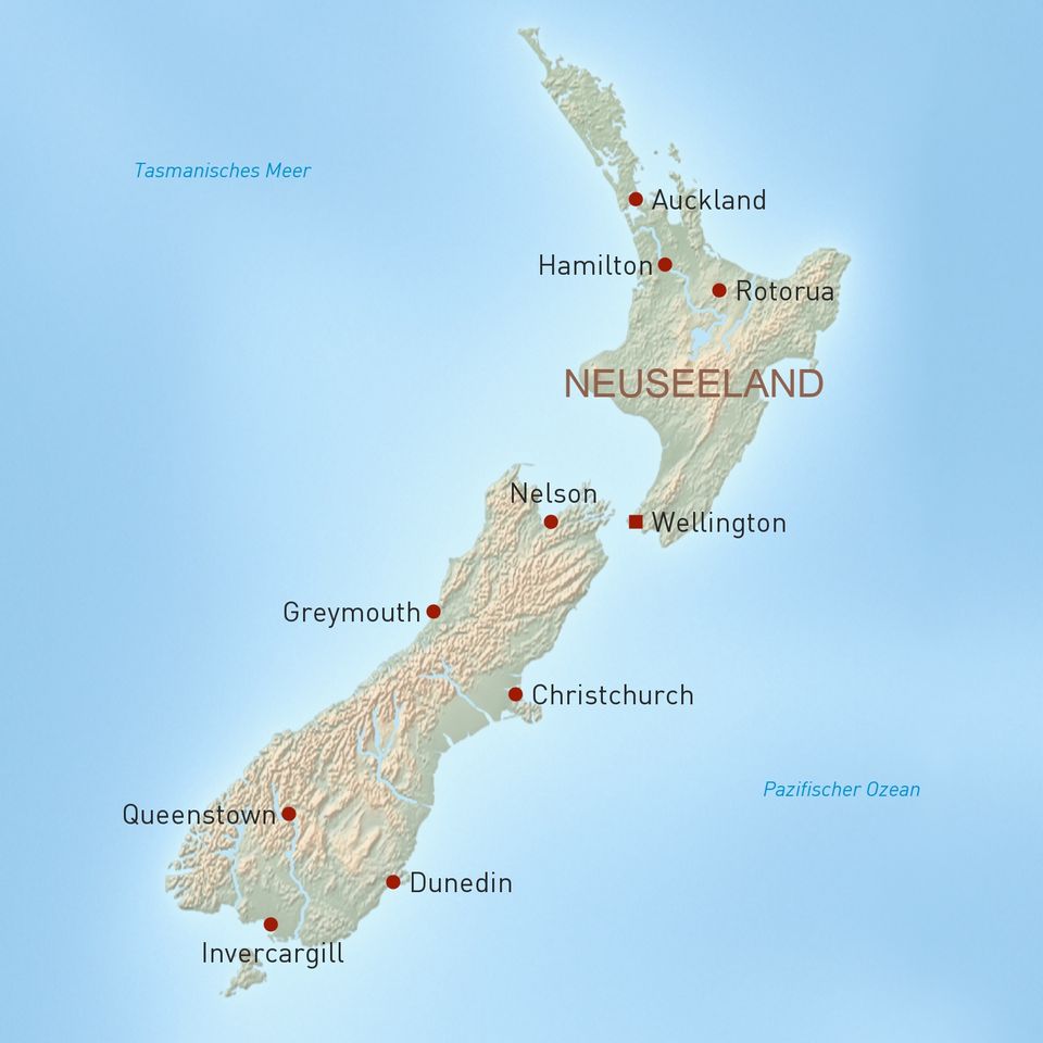 Landkarte Neuseeland