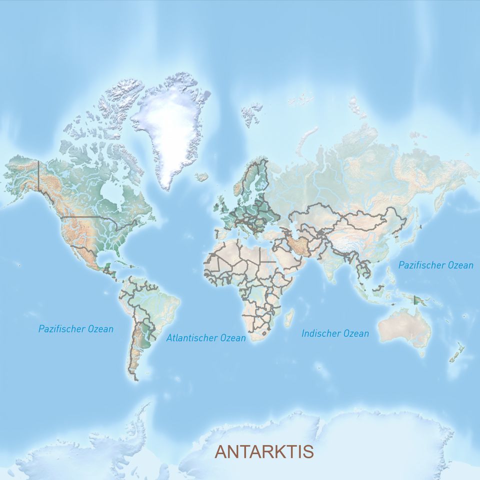 Antarktis Weltkarte Quadratisch