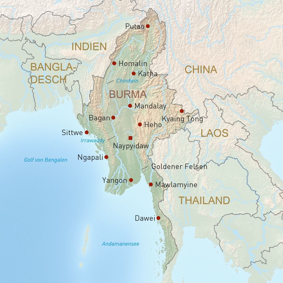 Übersichtskarte Myanmar