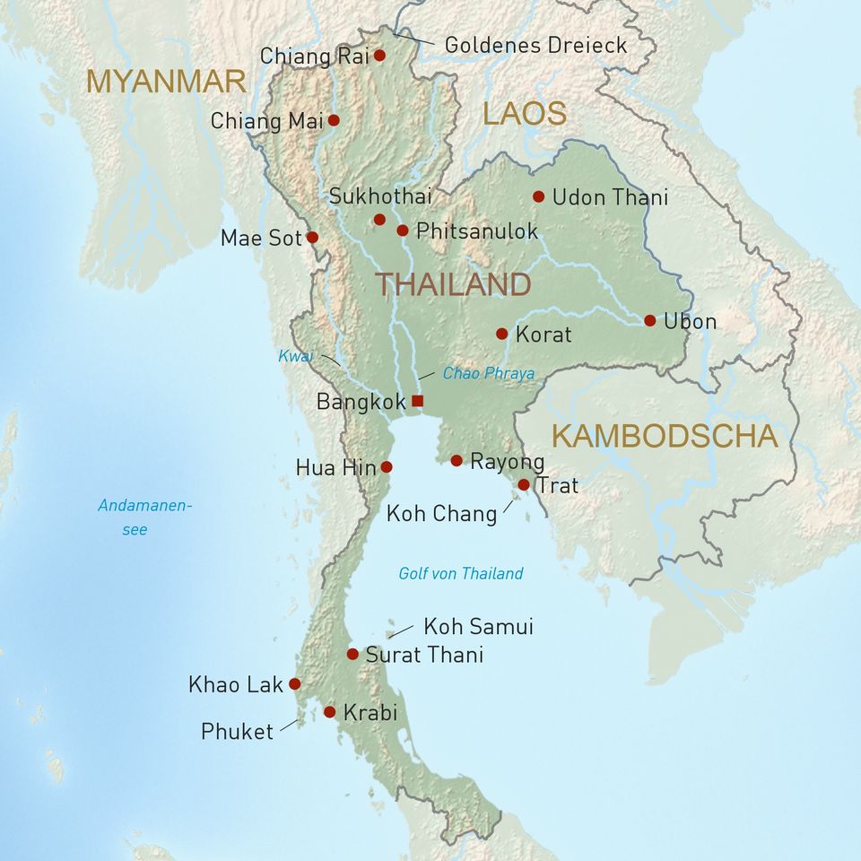 Übersichtskarte Thailand