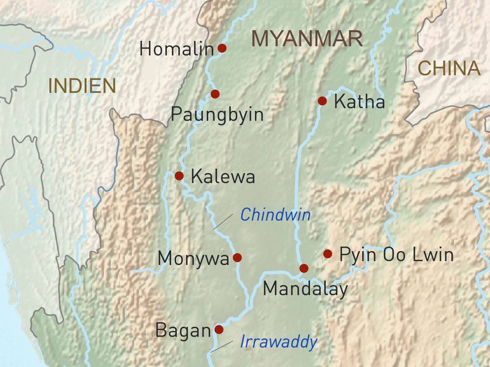 Myanmar Landkarte Chindwin