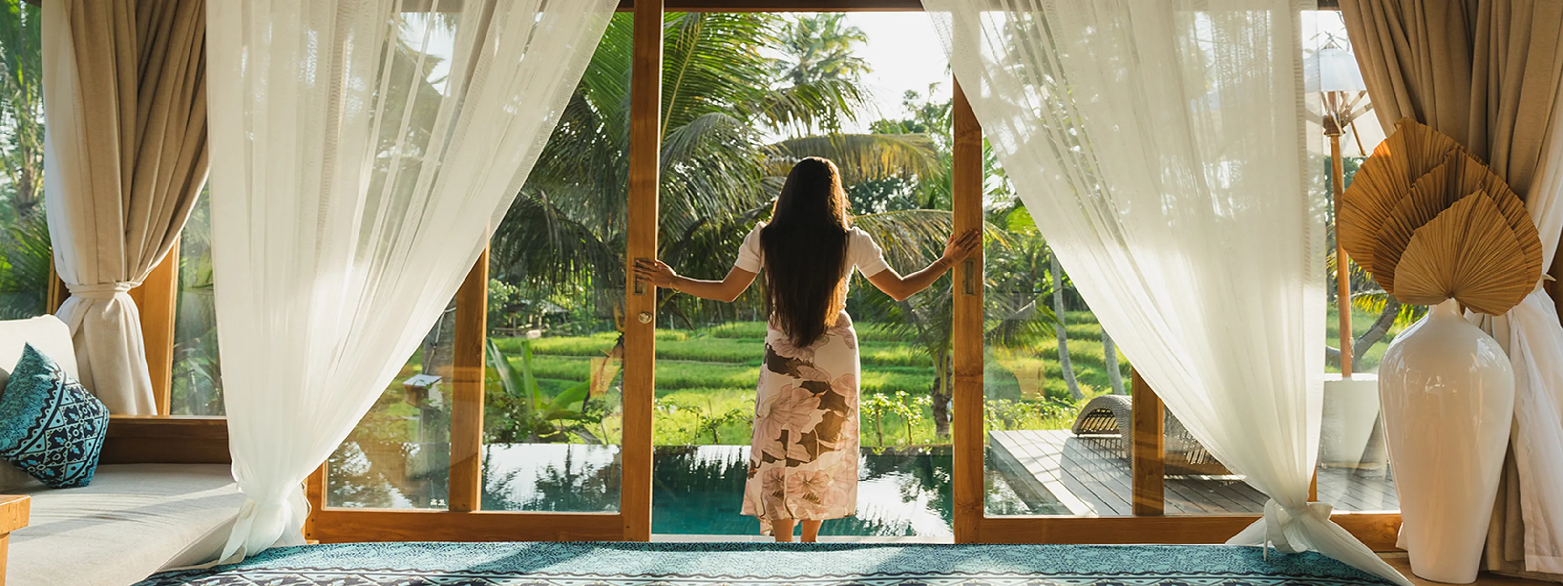 Bedroom Villa mit Blick auf Reisfelder
