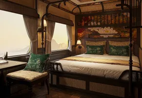Doppelbett-Kabine im Luxuszug SJourney, Vietnam