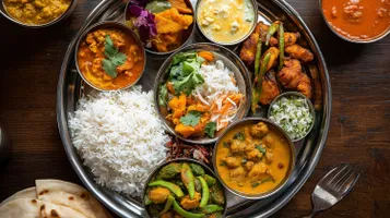 Ein traditionelles südindisches Thali-Gericht 