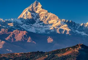 Sonnenuntergang über Machapuchare, Pokhara