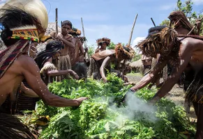 Traditionelle Zeremonie bei den Dani, Pig festival