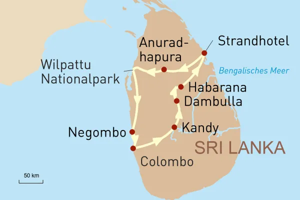 Karte Die Perle Sri Lankas