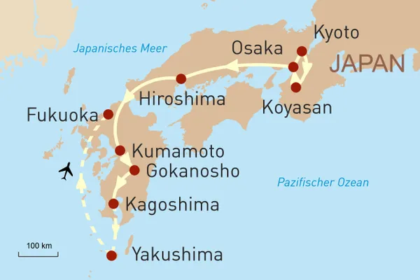 Karte Japans Westen – pulsierende Städte & stille Naturerlebnisse