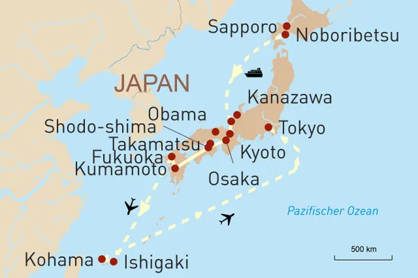 Karte Japan Intensiv – auf allen Hauptinseln unterwegs