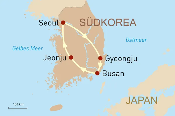 Karte The Korean Wave – Südkorea mit der Bahn bereisen