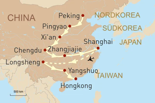Chinas Höhepunkte Landkarte