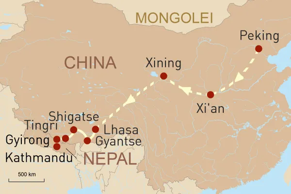 Karte Mit der Tibetbahn nach Lhasa