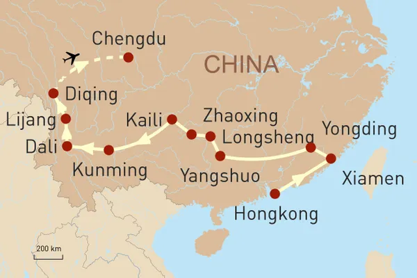 Karte Reise nach China – ethnische Vielfalt