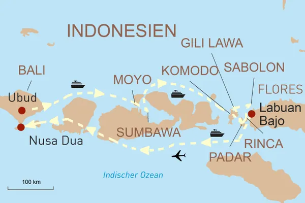 Karte Bali und die Naturwelten von Komodo exklusiv erleben