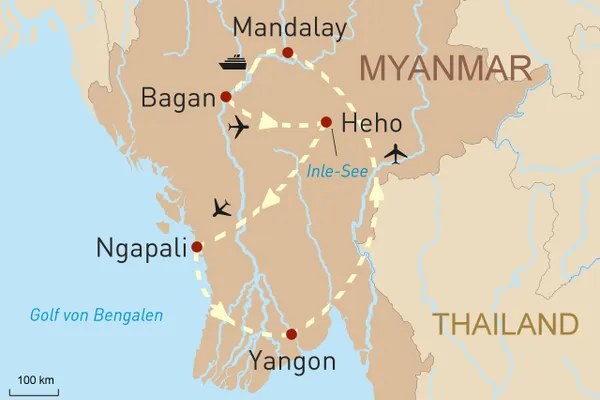 Myanmar - eine Reise durch das Goldene Land - Karte