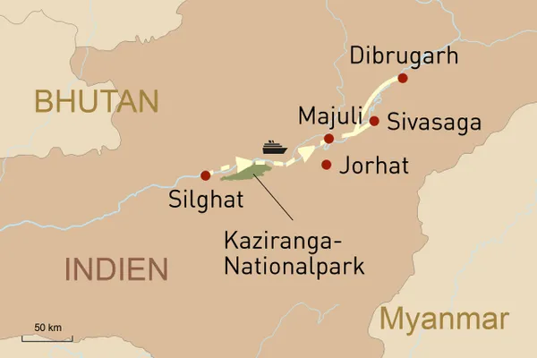 Assams Highlights - Flusskreuzfahrt auf dem Brahmaputra