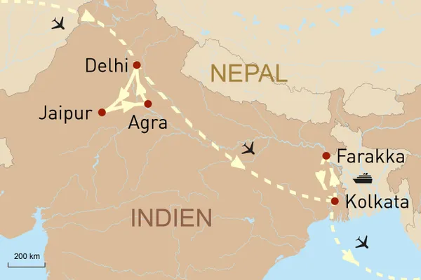 Höhepunkte Indiens: Das goldene Dreieck und die Schönheit des unteren Ganges