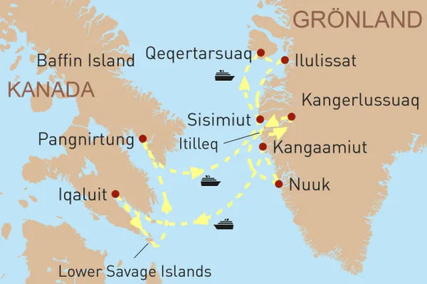 Albatros Expeditions: Westgrönland und die kanadische Baffin-Insel Karte