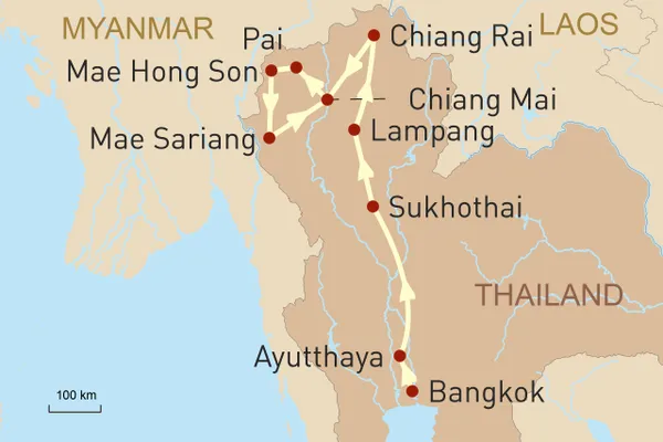 Auf vier Rädern durch das Land des Lächelns - Reiseroute