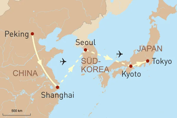 Reiseroute Dreiklang Asiens