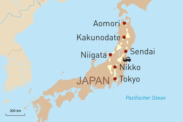Faszination Tohoku - Eine Reise zu den unentdeckten Schätzen Nordjapans_Reiseroute