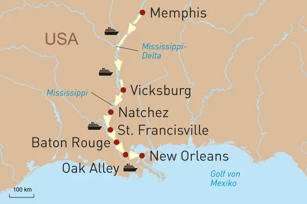 Durch das Herz der USA – Flusskreuzfahrt auf dem Mississippi