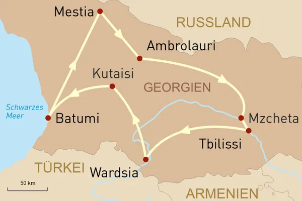 Georgien Intensiv Reiseroute 2026