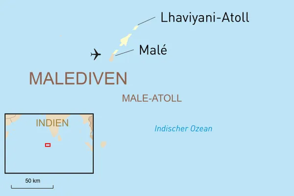 Karte Hochzeitsreise auf die Malediven