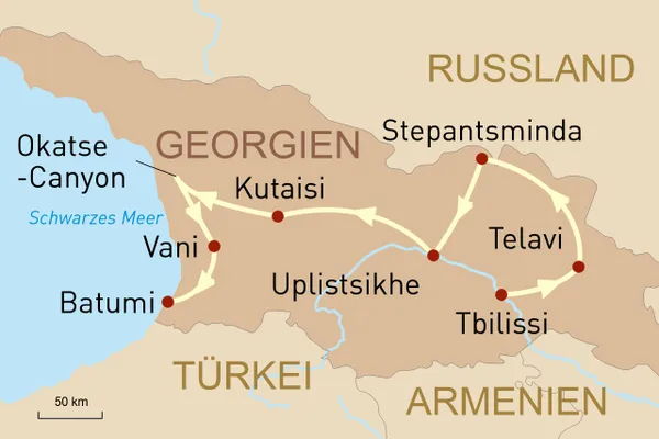 Höhepunkte Georgiens - Reiseroute