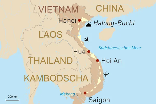Hoehepunkte Vietnams Karte