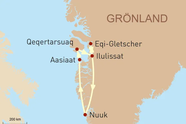 Karte Höhepunkte Westgrönland