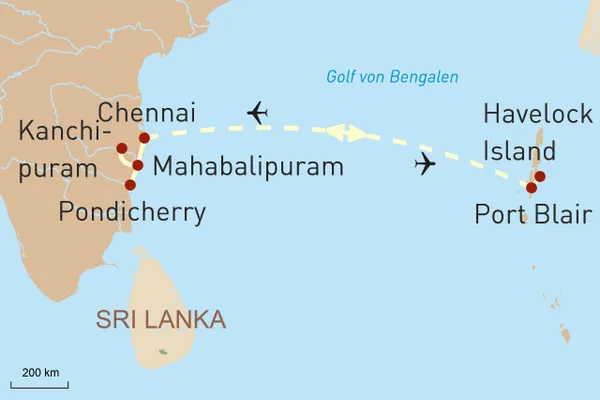 Reisekarte Indien und Andamanen