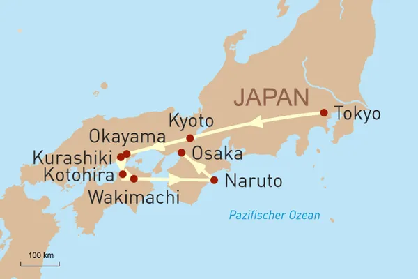 Karte Japan – moderne Metropolen und uralte Kultur