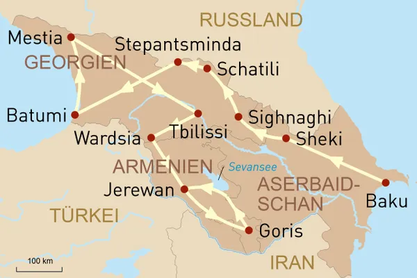 Karte: Kaukasus Juwelen zwischen Asien und Europa