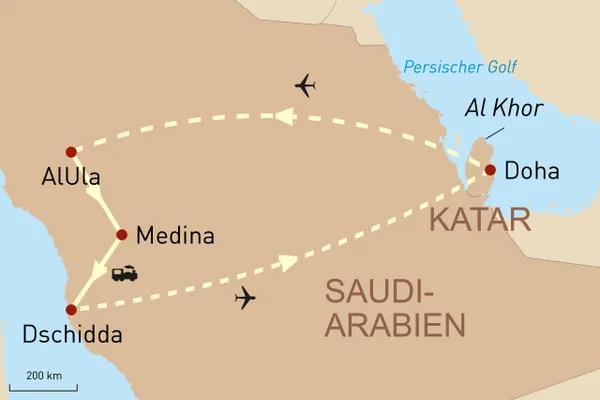 Karte: Katar und Saudi-Arabien