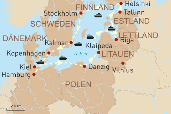 Meeresrauschen entlang der Ostsee - Reiseroute