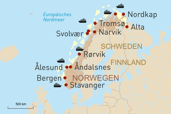 Kreuzfahrt zu den Nordlichtern – Expedition auf den Spuren der Postschiffroute