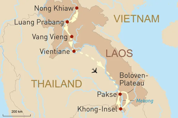 Laos Reisen, Laos Intensiv Karte