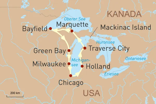 Die Großen Seen mit dem Mietwagen entdecken